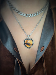 Montana Agate Valentine's Heart Necklace #3 o