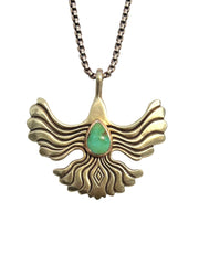 Free Bird Necklace in Bronze with Turquoise -MTO