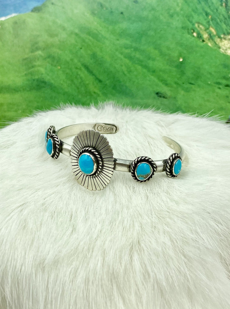 Turquoise Flower Cuff