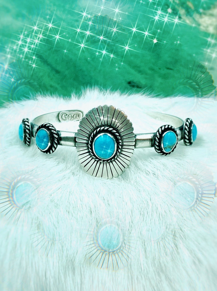 Turquoise Flower Cuff